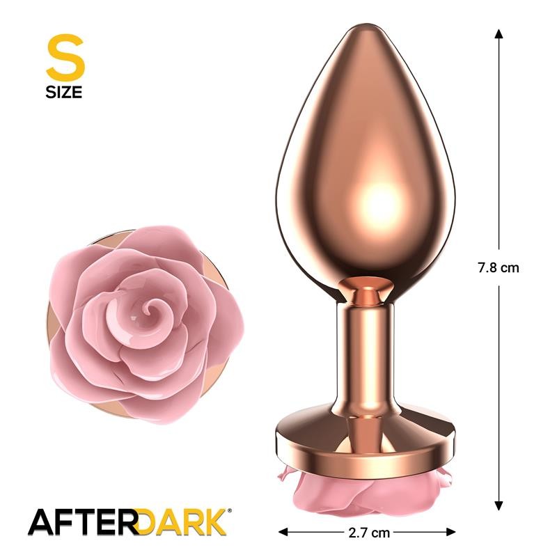 Plug anal métal doré rose avec rose rose taille S