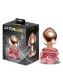 Plug anal métal doré rose avec rose rose taille S