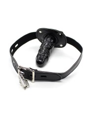 Bâillon Pénis 10 cm Grand Noir avec Cadenas