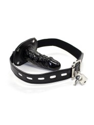 Bâillon Pénis 10 cm Grand Noir avec Cadenas