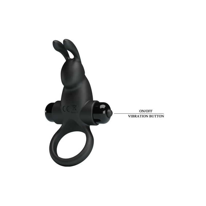 pretty love - anneau vibrant i rabbit pour pénis noir