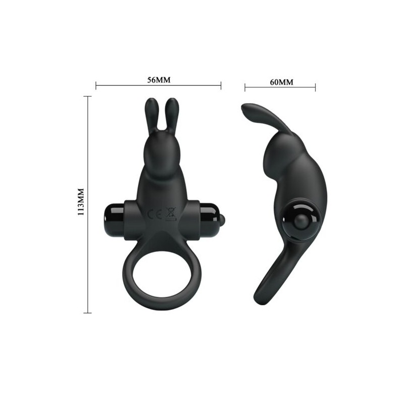 pretty love - anneau vibrant i rabbit pour pénis noir