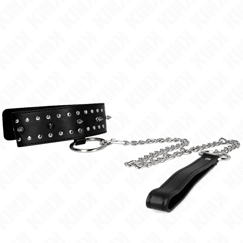 kink - collier avec bracelet 65 cm avec clous argentés modèle 1 réglable 36-43 cm x 5 cm