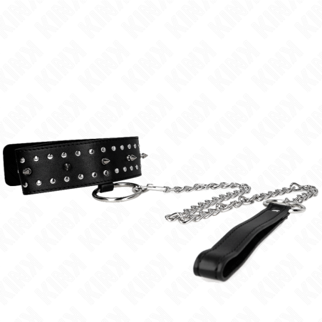 kink - collier avec bracelet 65 cm avec clous argentés modèle 1 réglable 36-43 cm x 5 cm