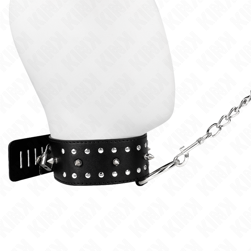 kink - collier avec bracelet 65 cm avec clous argentés modèle 1 réglable 36-43 cm x 5 cm