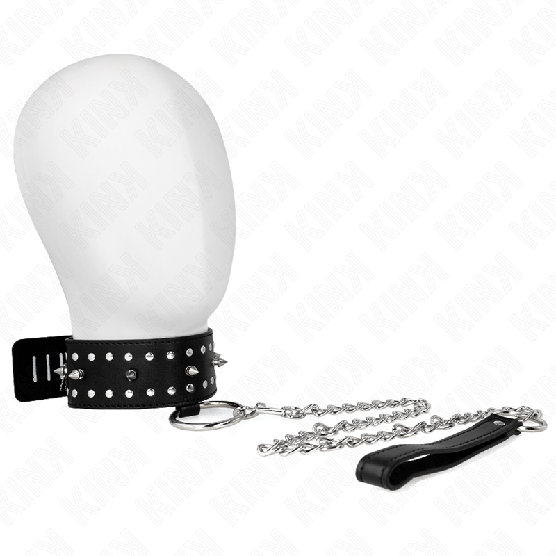 kink - collier avec bracelet 65 cm avec clous argentés modèle 1 réglable 36-43 cm x 5 cm