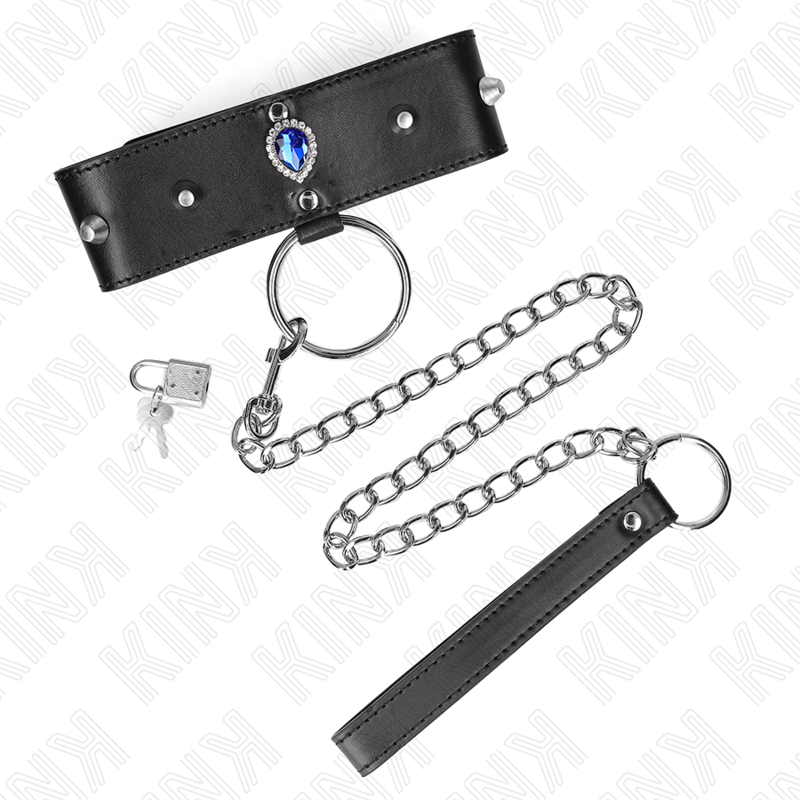 kink - collier avec bracelet 65 cm avec diamants bleu ajustable 36-43 cm x 5 cm