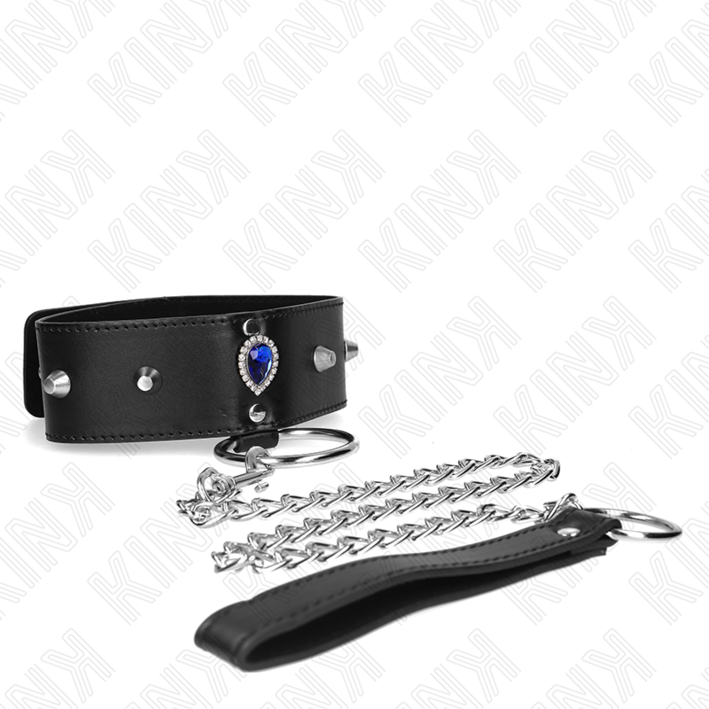 kink - collier avec bracelet 65 cm avec diamants bleu ajustable 36-43 cm x 5 cm