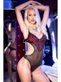 CHILIROSE: body en tulle et dentelle ouvert sur les côtés. - Taille: L