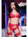 CHILIROSE: ensemble 3 pièces en dentelle rouge. - Taille: M