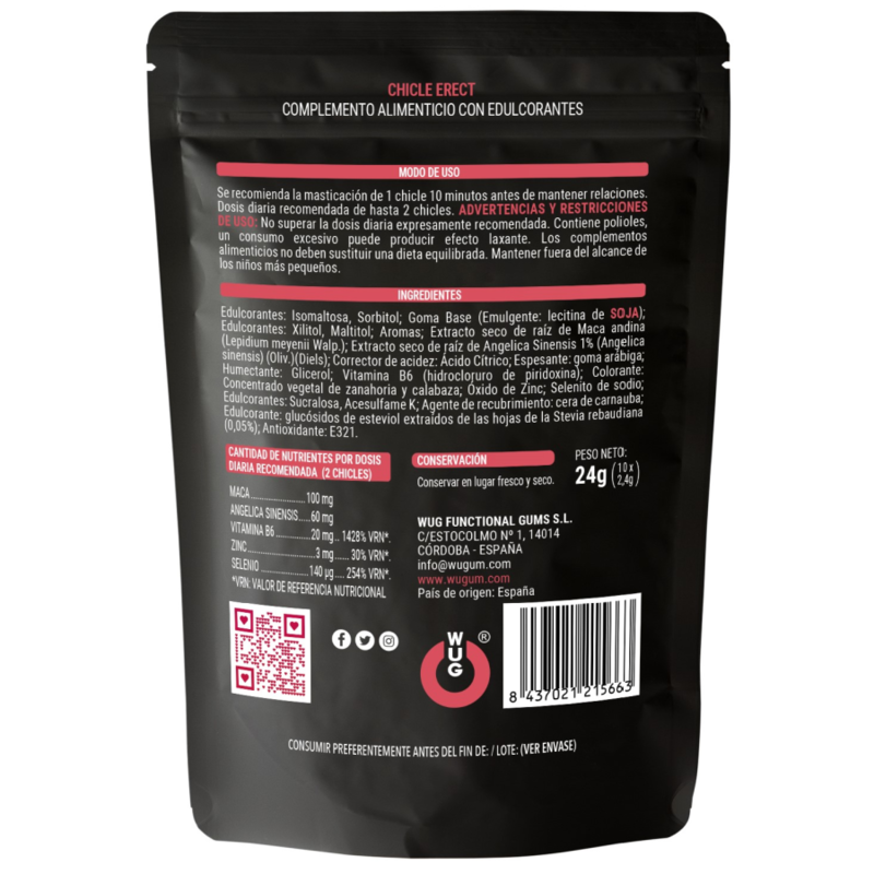 wug sex sense - shewing gum pour l'érection 10 unités