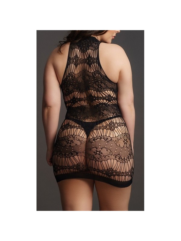 Robe Grande Taille DUO NET SLEEVED - Noir XXL-5XL