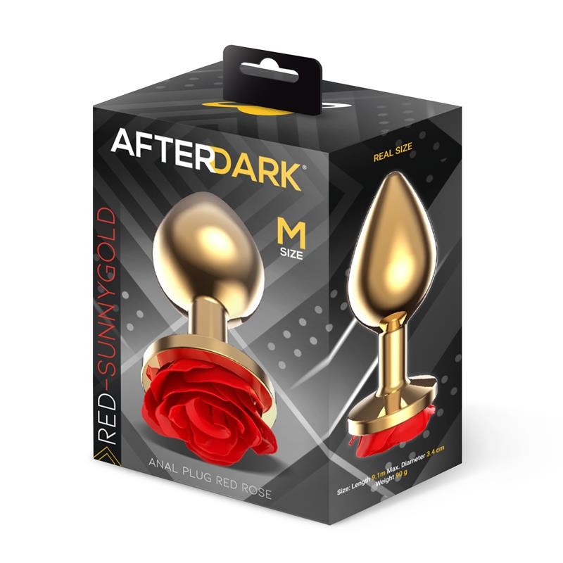 Plug anal AFTERDARK métal doré rose rouge Taille M
