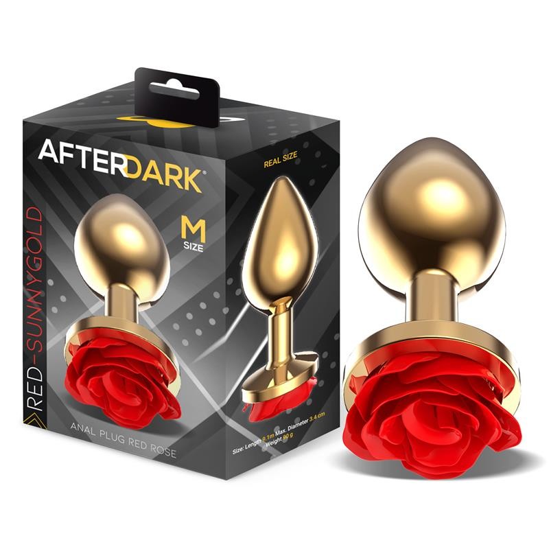 Plug anal AFTERDARK métal doré rose rouge Taille M