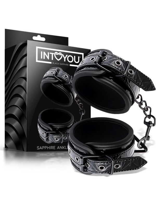 Menottes réglables pour chevilles (saphir) en cuir vegan