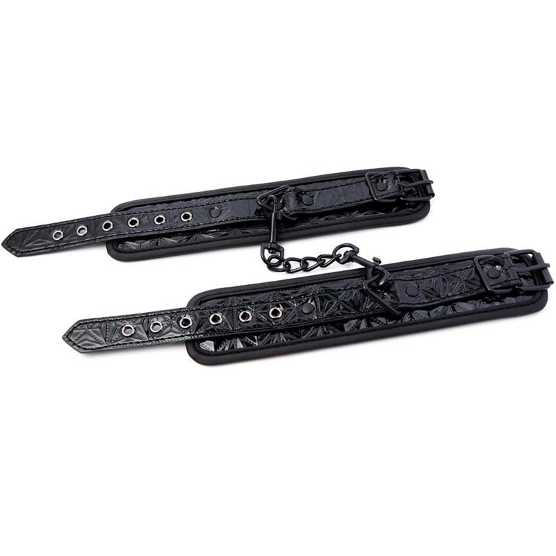 Menottes réglables pour chevilles (saphir) en cuir vegan