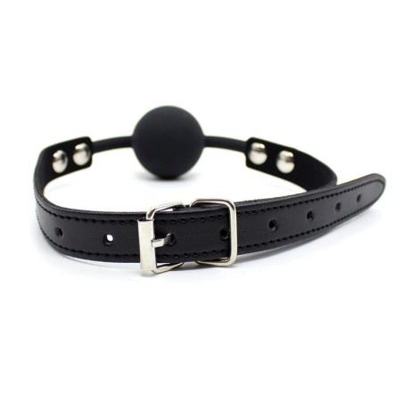 Bâillon-boule réglable en silicone lisse de 4 cm (noir)