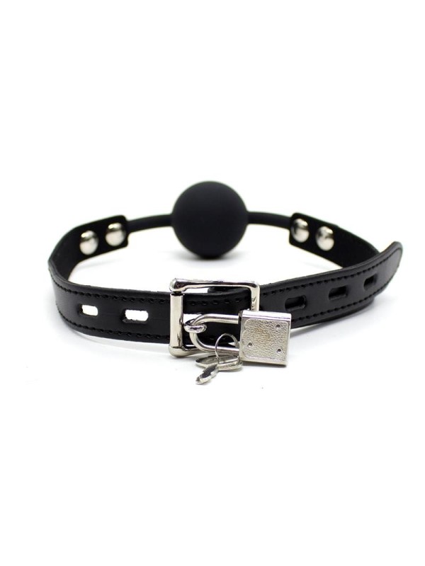 Bâillon-boule en silicone de 4 cm avec cadenas noir
