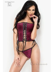Corset velours avec laçage. Rouge vin.
