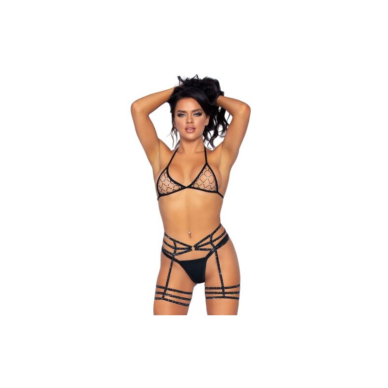 Leg Avenue - Porte-jarretelles strass, taille unique