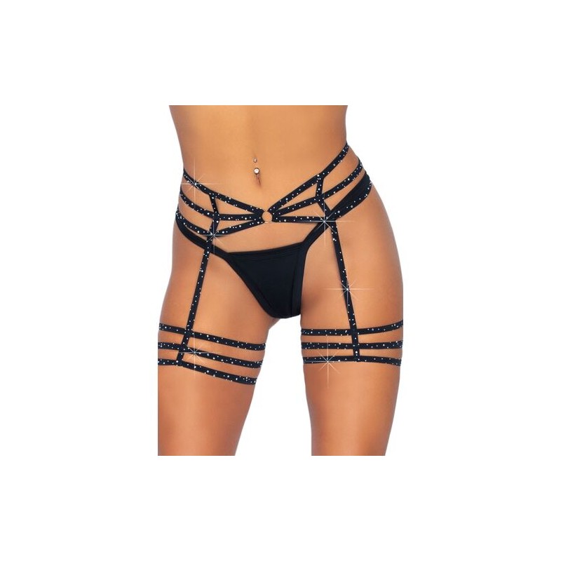 Leg Avenue - Porte-jarretelles strass, taille unique