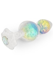 Plug anal Gemoria en silicone avec centre en cristal multicolore