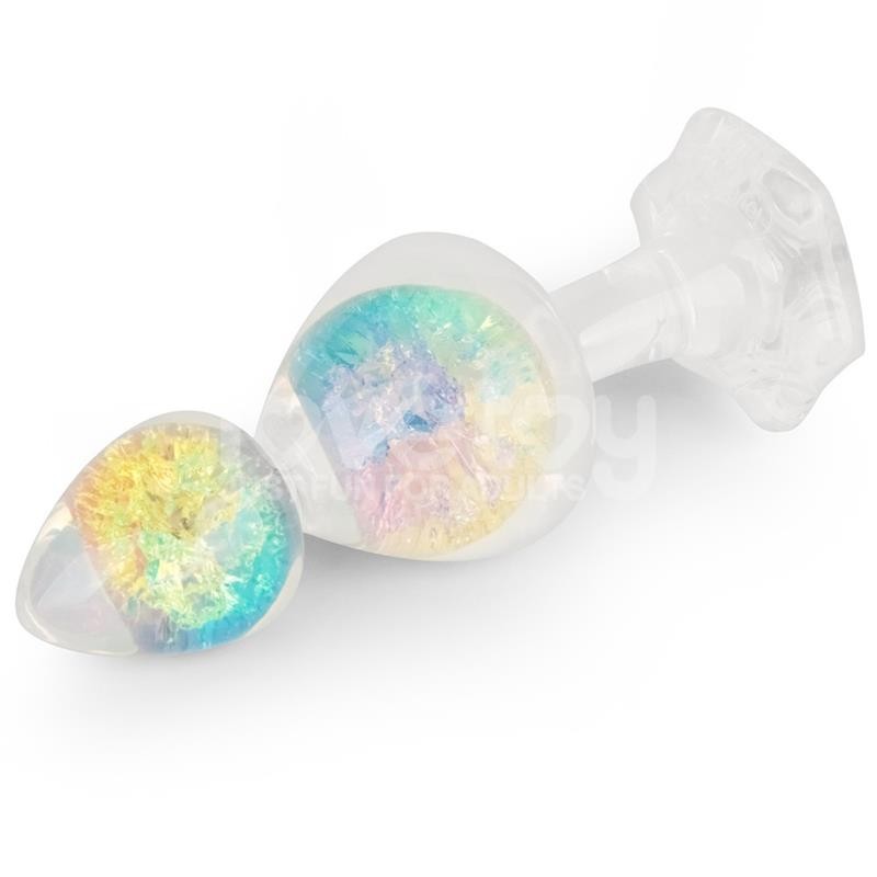 Plug anal Gemoria en silicone avec centre en cristal multicolore