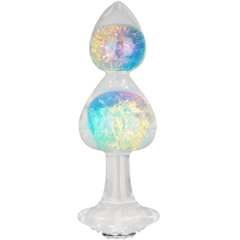 Plug anal Gemoria en silicone avec centre en cristal multicolore