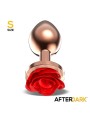 Plug anal rose doré avec rose rouge sur la base, taille S