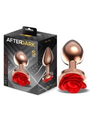 Plug anal rose doré avec rose rouge sur la base, taille S