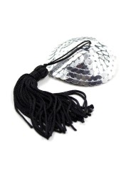 Cache-tétons cur autocollants à paillettes noires/argentées