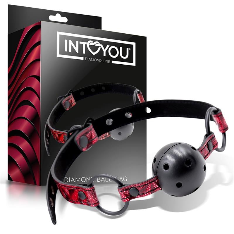 Bâillon-boule en cuir vegan respirant Diamond