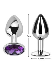 Plug anal violet améthyste orné de pierres précieuses, taille S
