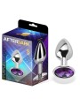 Plug anal violet améthyste orné de pierres précieuses, taille S