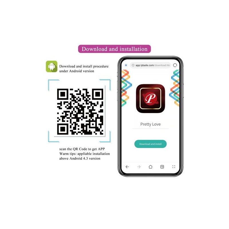 PrettyLove Fisherman Oeuf vibrant rose control App