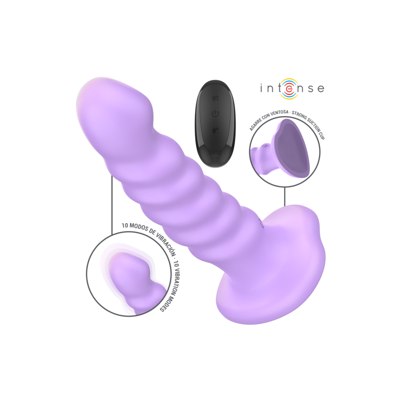 Intense - Vibrateur Brenda, taille M, design spirale, 10 vibrations, violet, télécommande