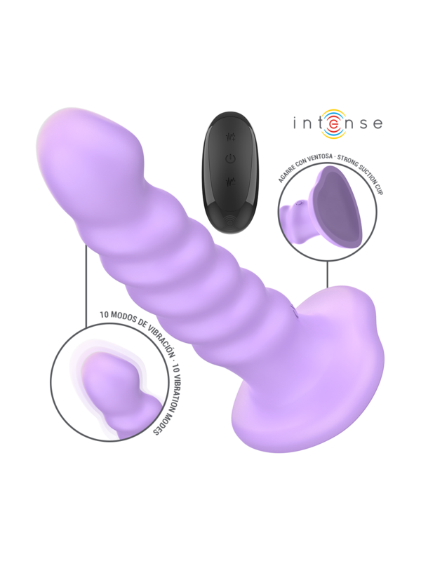 Intense - Vibrateur Brenda, taille M, design spirale, 10 vibrations, violet, télécommande