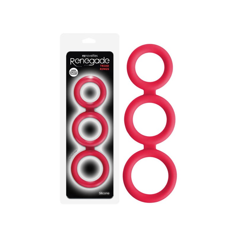 3 anneaux pénis silicone rouge Triad