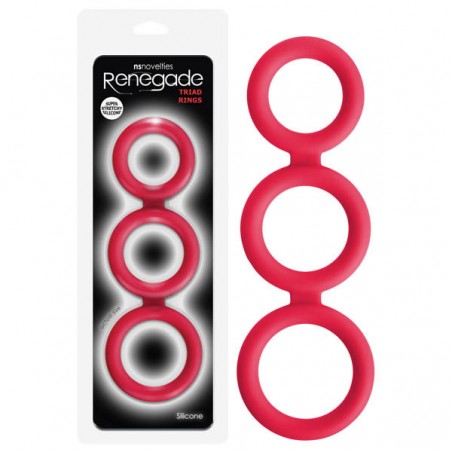 3 anneaux pénis silicone rouge Triad