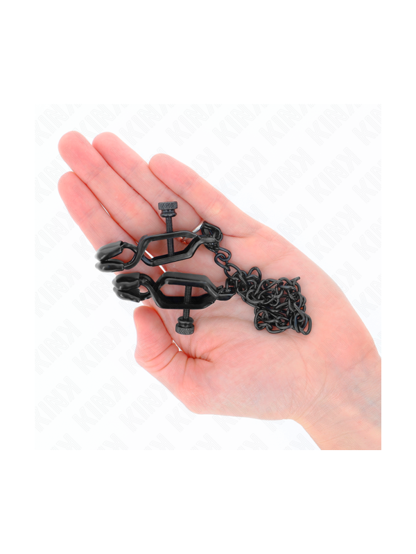 Pinces à tétons plates noires avec chaîne, 30 cm