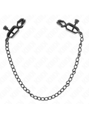 Pinces à tétons plates noires avec chaîne, 30 cm