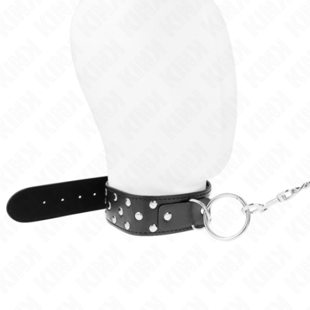 Collier anneau noir réglable avec chaine, 65 cm, 36-50 cm x 3,8 cm