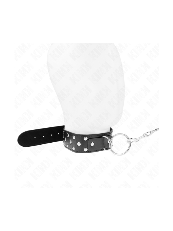 Collier anneau noir réglable avec chaine, 65 cm, 36-50 cm x 3,8 cm