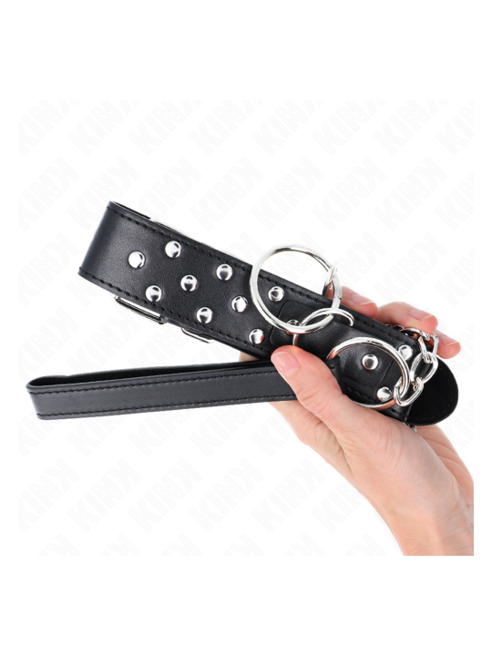 Collier anneau noir réglable avec chaine, 65 cm, 36-50 cm x 3,8 cm