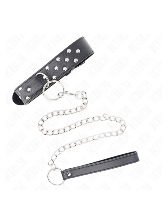 Collier anneau noir réglable avec chaine, 65 cm, 36-50 cm x 3,8 cm