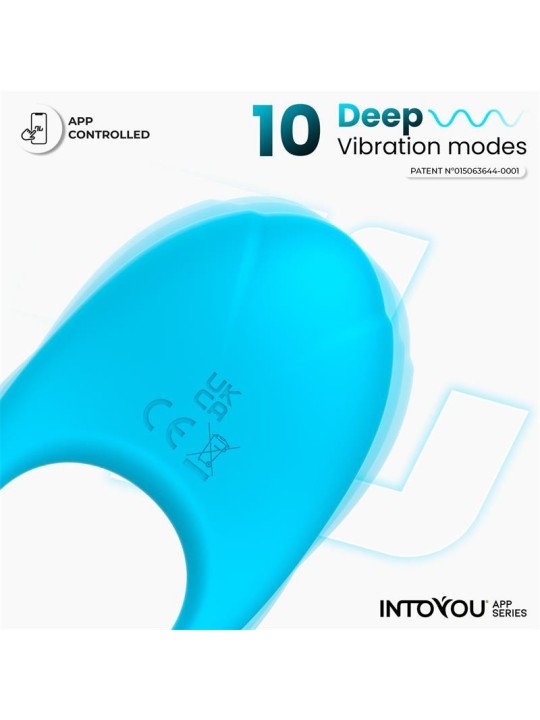 Anneau vibrant Ringo de la série INTOYOU APP, monobloc, bleu