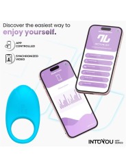 Anneau vibrant Ringo de la série INTOYOU APP, monobloc, bleu