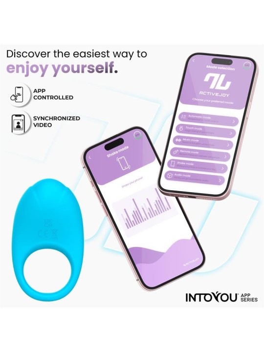 Anneau vibrant Ringo de la série INTOYOU APP, monobloc, bleu