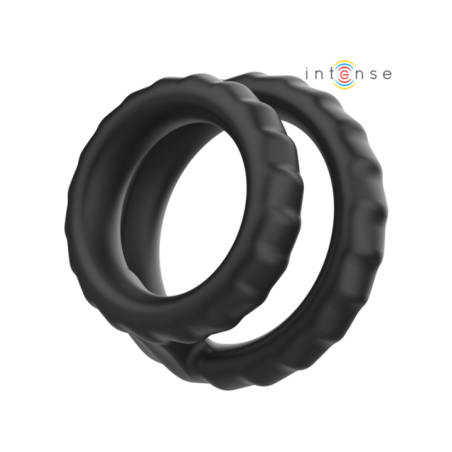 Intense - Anneau pénien double Dewey, silicone noir, modèle 2