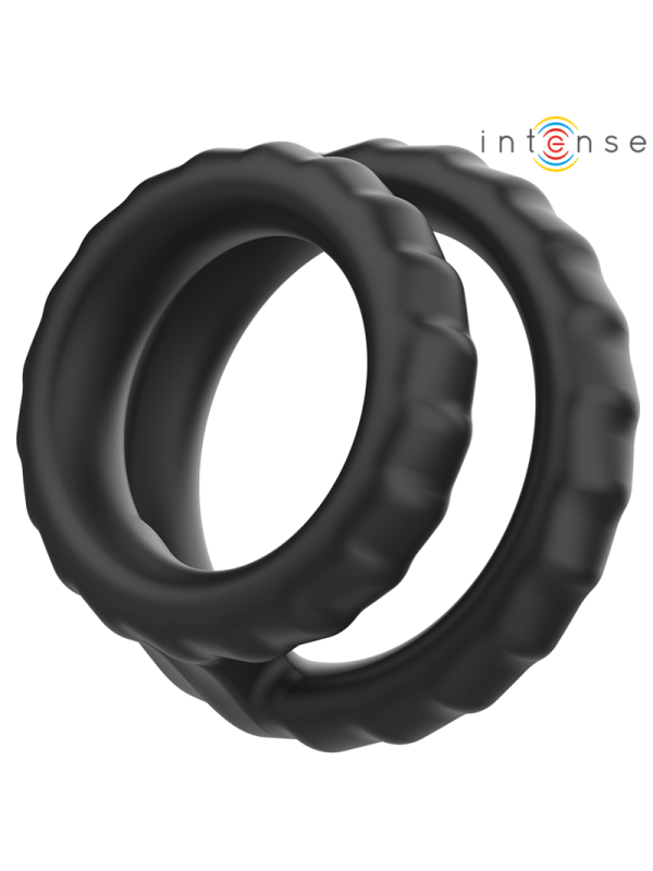 Intense - Anneau pénien double Dewey, silicone noir, modèle 2